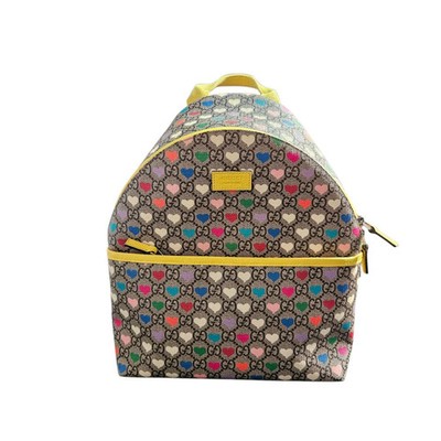Gucci Backpack Printed GG Heart Coated Canvas Small Multicolour Preloved
