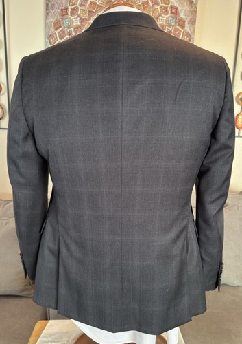 Stunning Z Zegna Mens Gray Plaid Dual Vent 2 Btn Blazer Sz 38 S MINT! - Picture 2 of 9