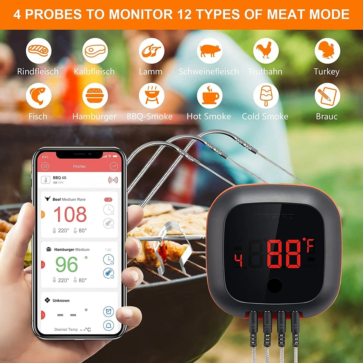 Digital bbq thermometer top