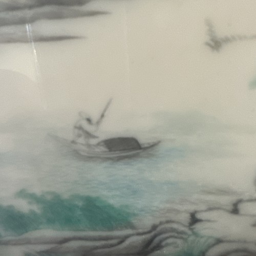 BANICO CHINO KANGXI FAMILLE VERTE PAISAJE PINTADO A MANO MARCADO DECORACIÓN ASIÁTICA RARO - Imagen 5 de 21