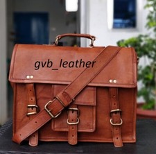 Vintage Leather Men's Handmade Laptop Shoulder Satchel Messenger Modern Art Bag