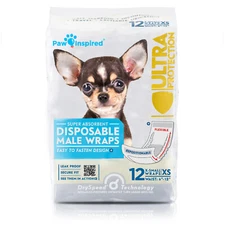 12ct Paw Inspired Disposable Male Dog Wraps Belly Band for Male Dog Diapers XS-L