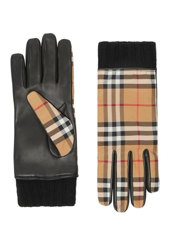 100% AUTHENTIC NEW MEN BURBERRY RIB HOUSE CHECK GLOVES US 8.5