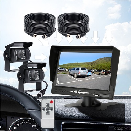 7'' Rear View Monitor Reversing Backup Camera Kit for Truck Car 20M 4PIN Cable - Picture 2 of 11