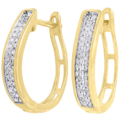.925 Sterlingsilber Diamant Creolen Damen 2-Reihig Pavé Huggie Ohrringe 0,33 Ct. - Bild 1 von 4
