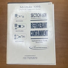Refrigerant Containment Applicant Study Guide module 1093 1994 60pg VGI Training