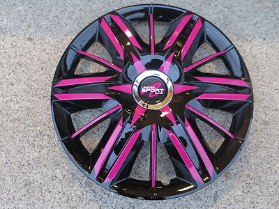 4 Radkappen 15 Zoll Maximus schwarz/pink Design TEUFEL für Kia Ceed
