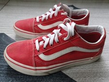 Vans Old Skool Low Top Red Canvas Mens Sz 5 Womens 6.5 Vegan Skate Shoe 