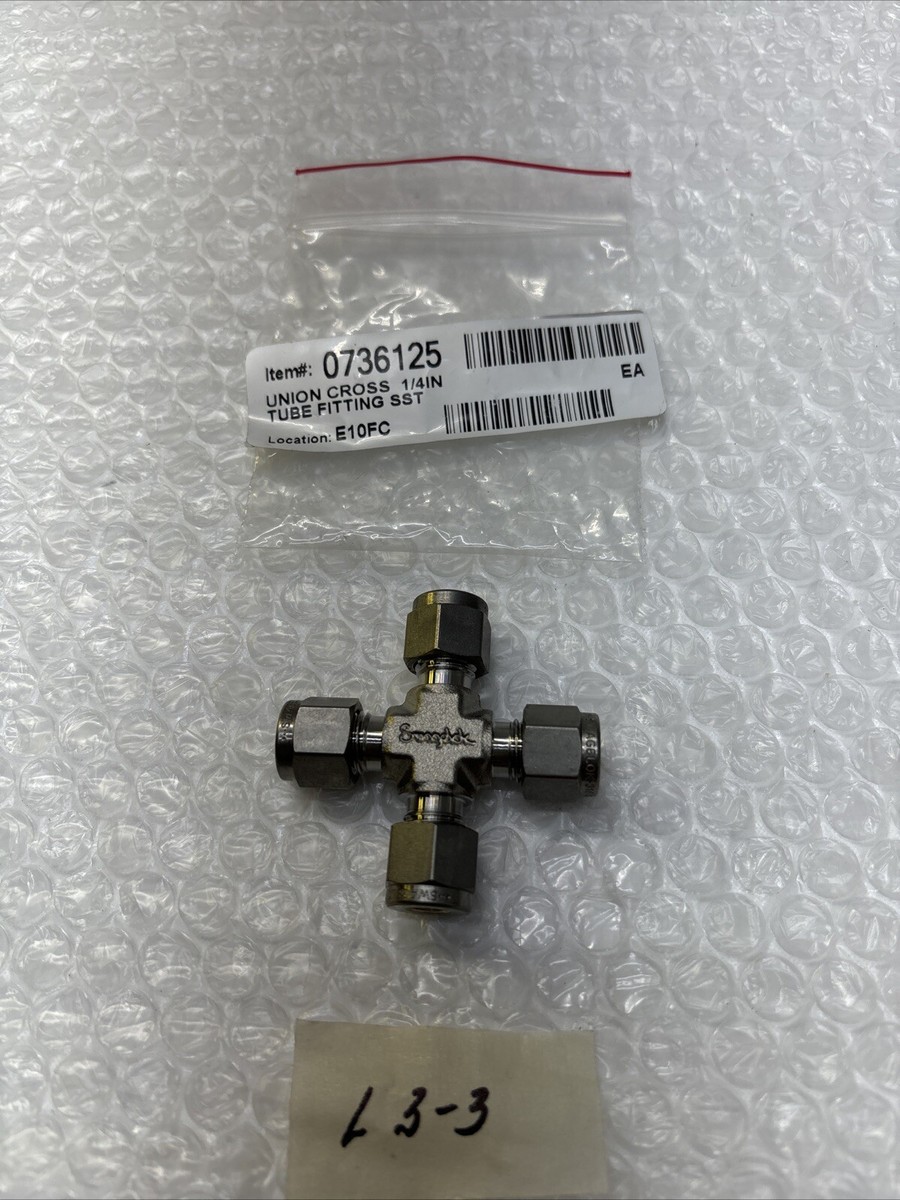 New Swagelok Union Cross 1/4” Tube Fitting SST 1/4