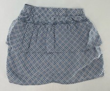 Abercrombie Kids Girl s Blue Tiered Plaid Print Mini Skort Skirt Sz 9/10