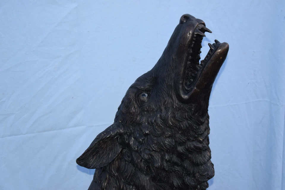 S.gr.heulender Br.-Wolf m.Glasaugen,Russland,Antikp.,s.f.Fellmas.,ca100kg,120cm - Bild 2 von 4