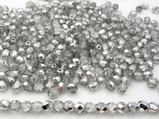 300 Preciosa Czech Glass Fire Polished Beads 6mm Crystal Labrador Half Silver ct