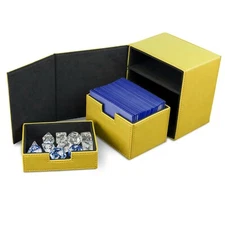 BCW Yellow Leatherette Deck Box Vault LX-Hold 100 Sleeved Gaming Cards and Dice