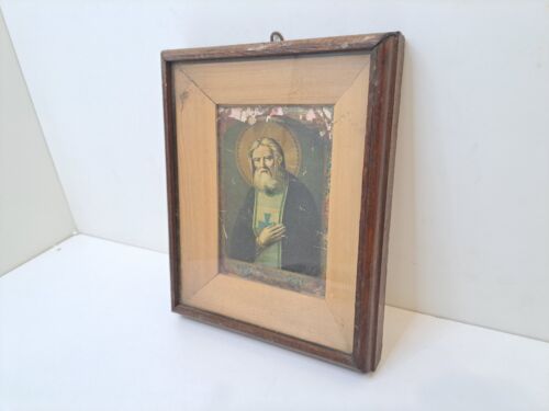 Icona in scatola Kiot custodia serafini in legno vintage religione cristianesimo fatto a mano - Foto 2 di 17