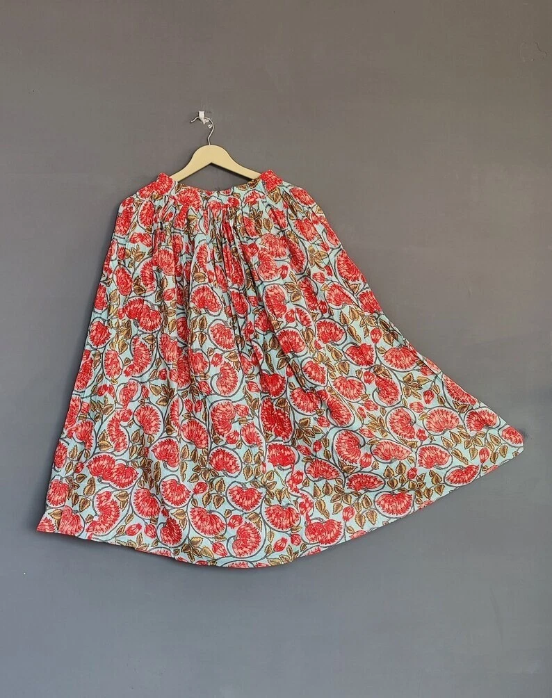Indian 100%Cotton Multi Floral Skirt Women's Clothing Long skirt Beach skirt US