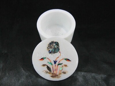 6.3cm Rund Marmor Schmuck Verpackung Blumenmuster Inlay Arbeit Pillen für Heim