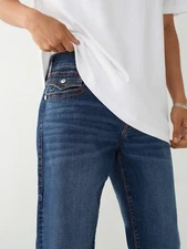 True Religion Jeans Men Sz 36 X 32 Geno Slim Big T Flap Dark Roper WASH Blue