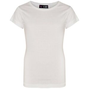 Kids Girls White Designer T Shirts 100 Cotton Plain School T Shirt Top 3 13 Yr Ebay