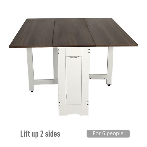 Folding Dining Table with 4 Chairs Set Kitchen Table Space Saving - Picture 6 of 11