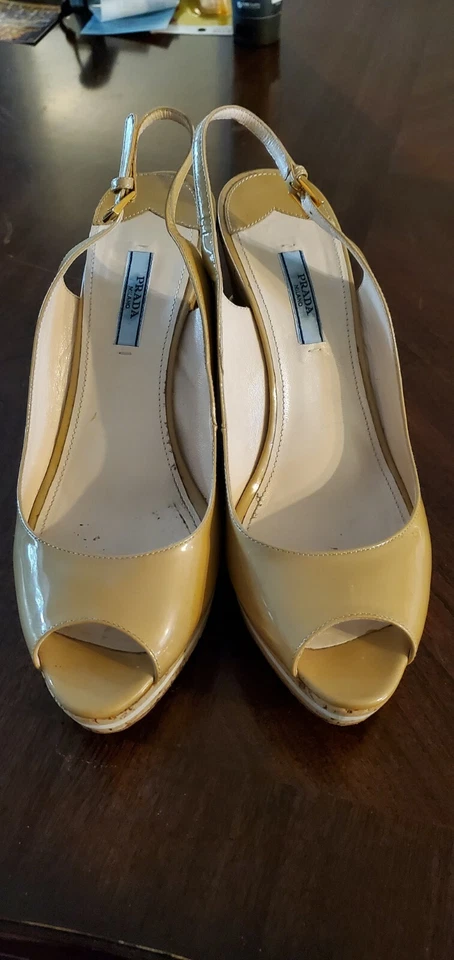 Auténticos zapatos para mujer Prada Milano desnudos talla 40 1/2 = 10,5 EE. UU. Foto 3 de 4