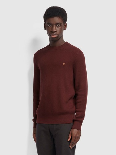 Farah Burgundy Horace Crew Neck Jumper 