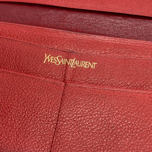 Authentic YSL Yves Saint Laurent Red Leather Long Slim Bifold Wallet - Picture 6 of 10