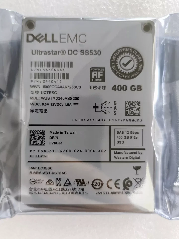 V8G61 0V8G61 Dell EMC 400GB 2.5" SAS 12Gb/s Read Intensive drive 14/15/16G kit - Image 2 of 2