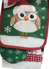 3pc Set: 1 Pot Holder,1 Towel & 1 Oven Mitt, CHRISTMAS,SANTA OWL & SNOWFLAKES,VP