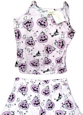 Snoopy Peanuts Tank Sleep Short Lounge PJ Set Purple Munki Munki L 2 PC Hallowen