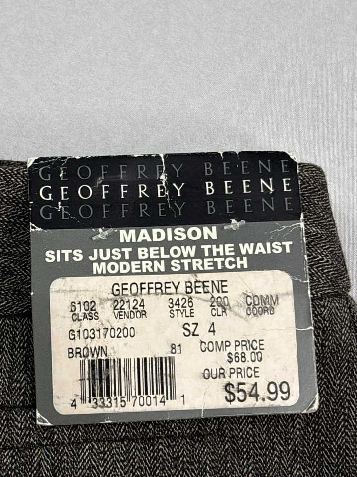 Pantalones acampanados elásticos vintage Y2K Geoffrey Beene Madison para mujer talla 4 marrón Foto 3 de 4