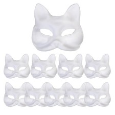 10Pcs White Cat Fox Therian Mask Blank Paintable Pulp DIY Costume