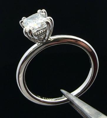 Labor-Diamantring 950 Platin Smaragdschliff Größe 6,5 5,8 g