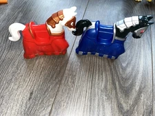 Fisher Price Imaginext Red & Blue White Pull Back Action Horse Only - NO KNIGHT