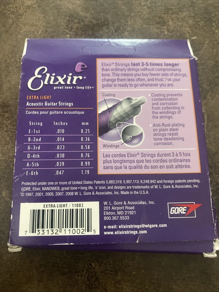 Elixir Nanoweb 80/20 Extra Light Acoustic Guitar Strings - .010-.047 - Image 4 of 4