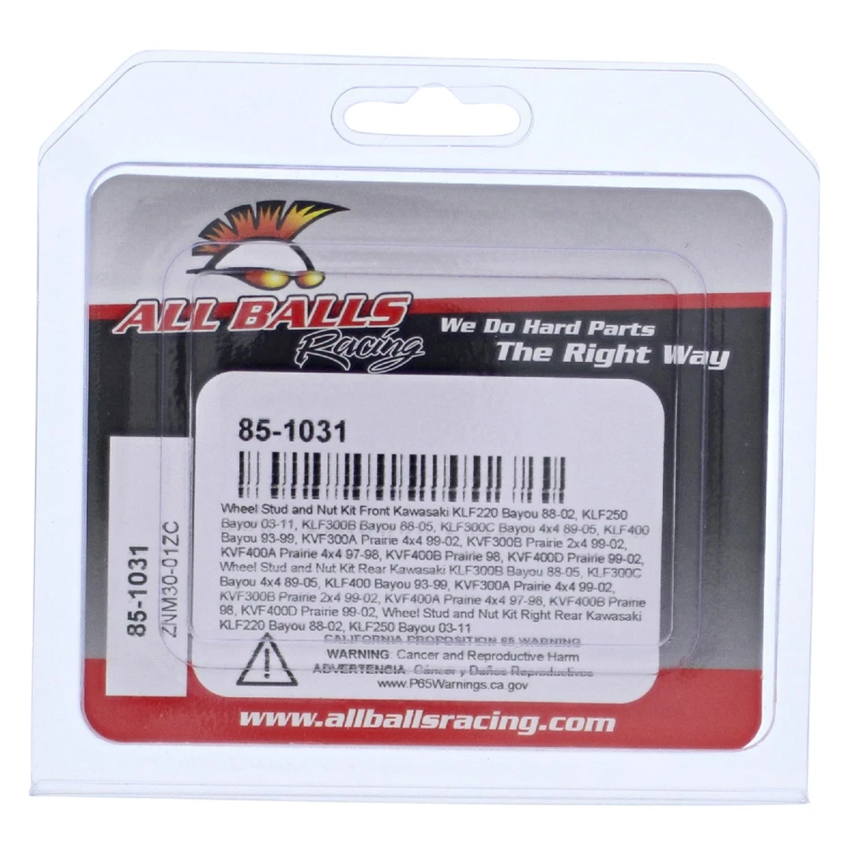 New All Balls Wheel Stud and Nut Kit for Kawasaki KVF 300 A Prairie 4x4 99 Foto 4 de 4