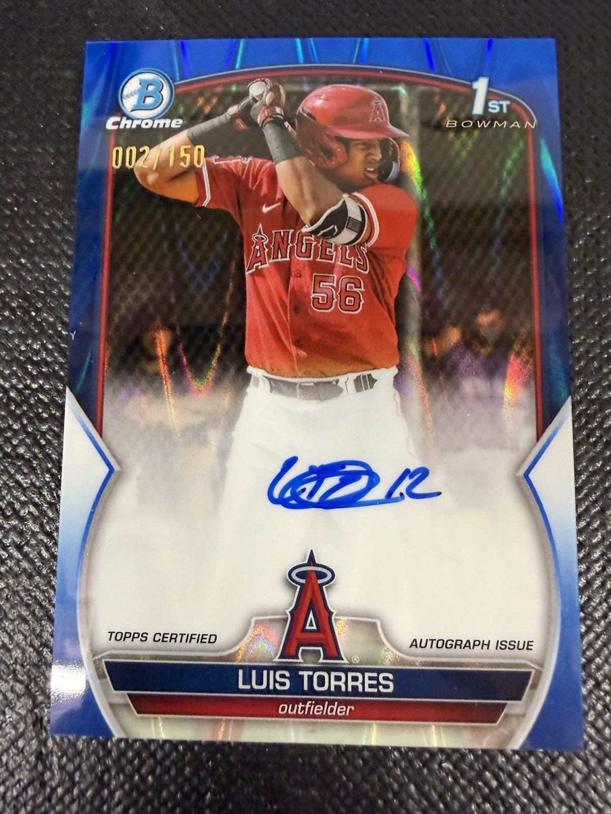 2023 Bowman Chrome #CPA-LT Luis Torres 1st Blue Raywave Auto #/150 LA Angels