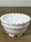 BASE ONLY-Vtg Fenton Milk Glass Fairy Lamp Diamond Point Candle Holder