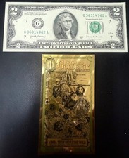 2025 Wyoming 1 Goldback Note .999 Pure Gold w/2017 $2 Bill 962