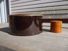 Used Zelkova wood tea canister with tea jar and scoop, natural aged condition