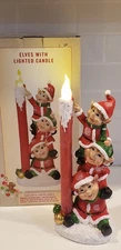 NEW Cracker Barrel Stacked Elves LED Lighted Candle 3 AAA - 13" Christmas