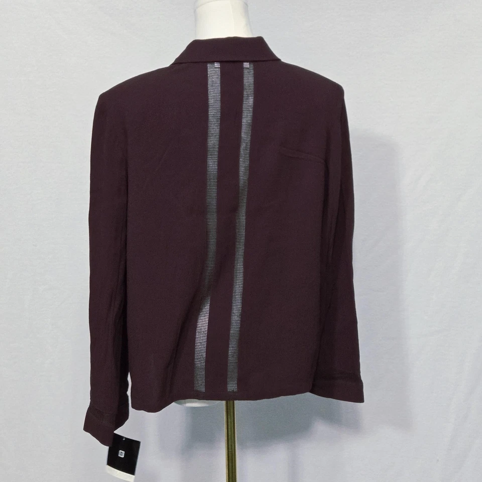 Chaqueta Colección Valerie Stevens Mujer 10 Borgoña Frontal Abierto Malla Borde 9001 Foto 3 de 4