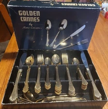 Home Concepts Golden Cannes Gold Plated 56 Piece Flatware Japan