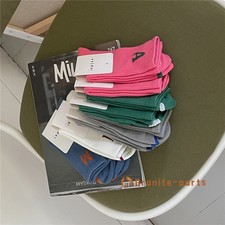 5 Pairs Women Crew Socks Sport Casual Classic Color Solid Calf Girl Fashion Soft