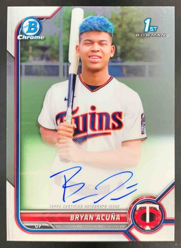 Bryan Acuna 2022 Bowman Chrome Auto 1st Prospect Twins