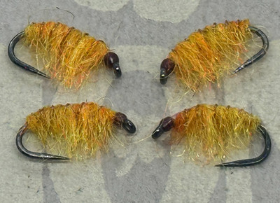 4ea. Orange Flashback Scuds size #12. A must have for your fly box!
