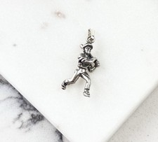 Vintage 925 Sterling Silver Baseball Player Sports Charm Pendant