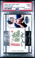2008 Leaf Certified Materials Joe Flacco Souvenir Stamp Rookie Auto /5 PSA 9