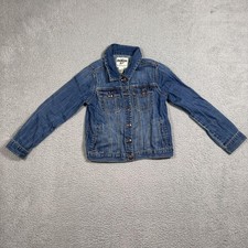 OshKosh Bgosh Jacket Girls 8 Blue Denim Jean Button Front Classic Outerwear