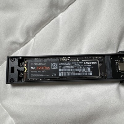 Samsung 970 EVO Plus 2TB NVMe M.2 2280 SSD MZ-V7S2T0, with Sabrent enclosure