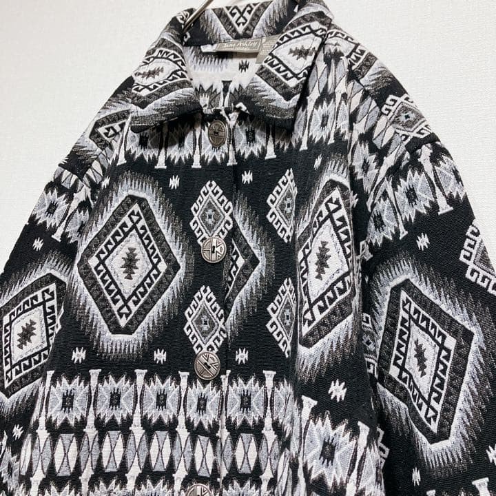 Native Jacket Blouson White Black Pattern Indian … - image 4